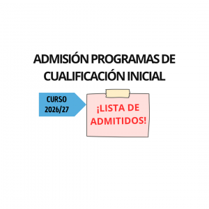 LISTADOS PROVISIONALES ADMISIÓN PCI CURSO 26/27